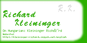 richard kleininger business card
